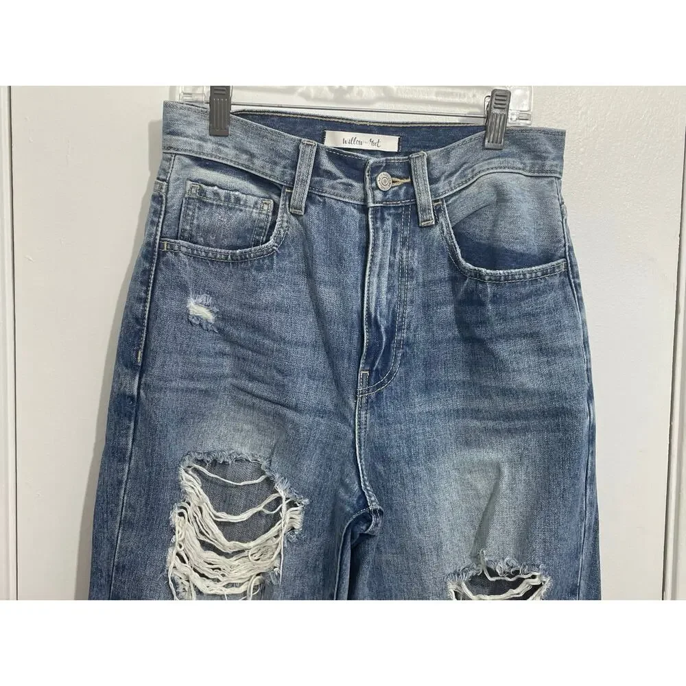 Willow & Root Jeans Size 26 High Rise Vintage Dad Jean Distressed Festival